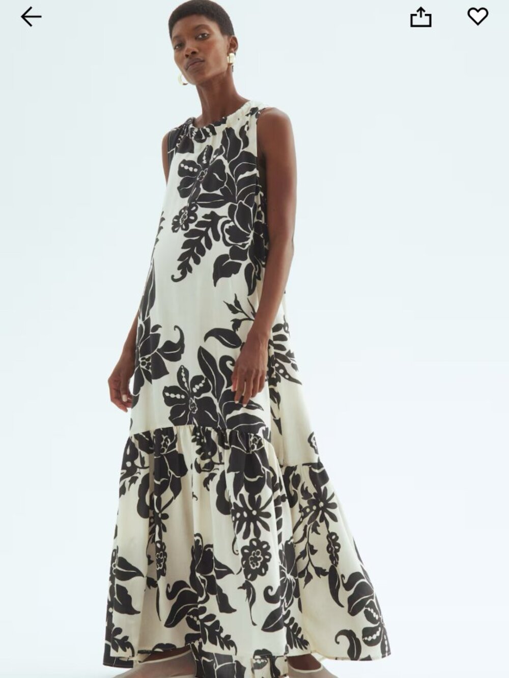 H&M Maternity Mama Voluminous Maxi Dress, Size Medium, Black and Cream